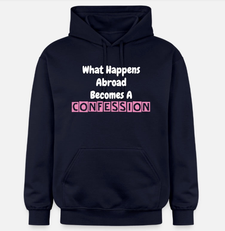 Flamingo Pink Confession Hoodie in Navy