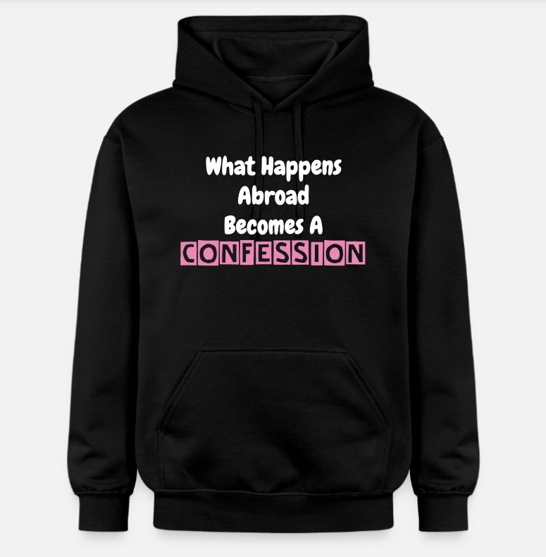 Flamingo Pink Confession Hoodie in Black